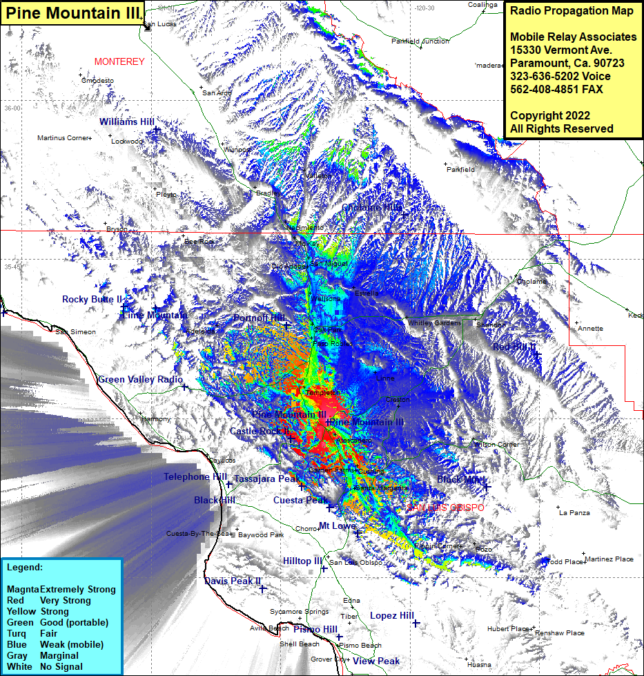 heat map radio coverage Pine Mountain III